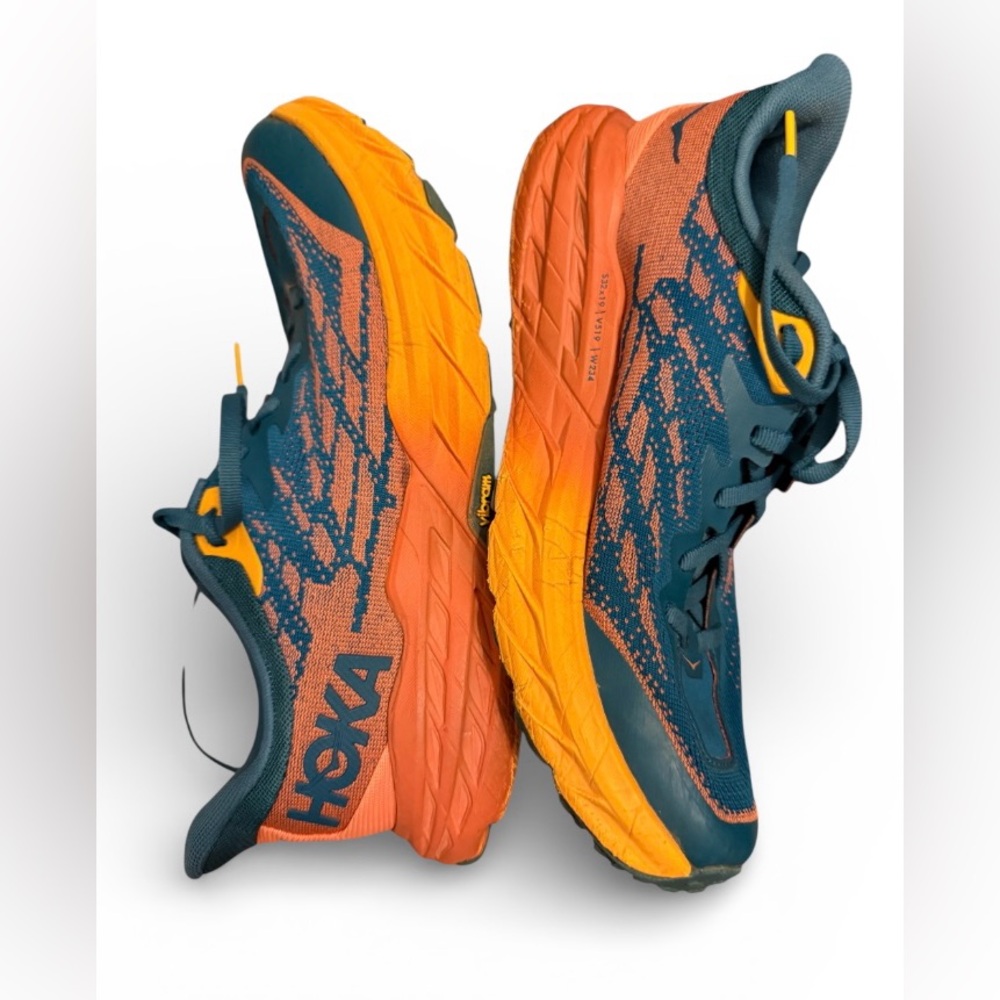 Hoka Speedgoat 5 men’s 9D lace up blue & orange trail running shoes - Picture 4 of 8